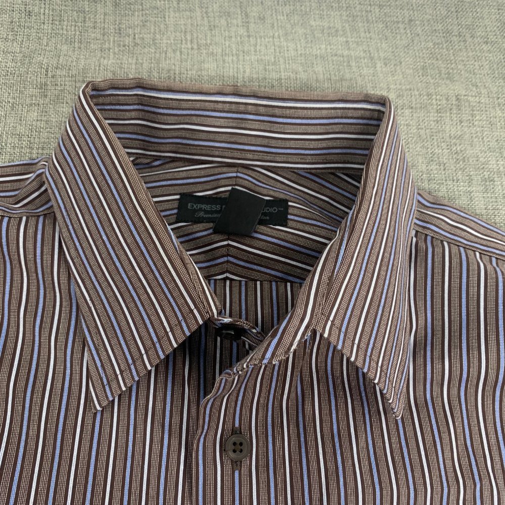 Men's Express Design Studio Button Down Shirt Premium Woven Cotton Medium Modern - Picture 5 of 16